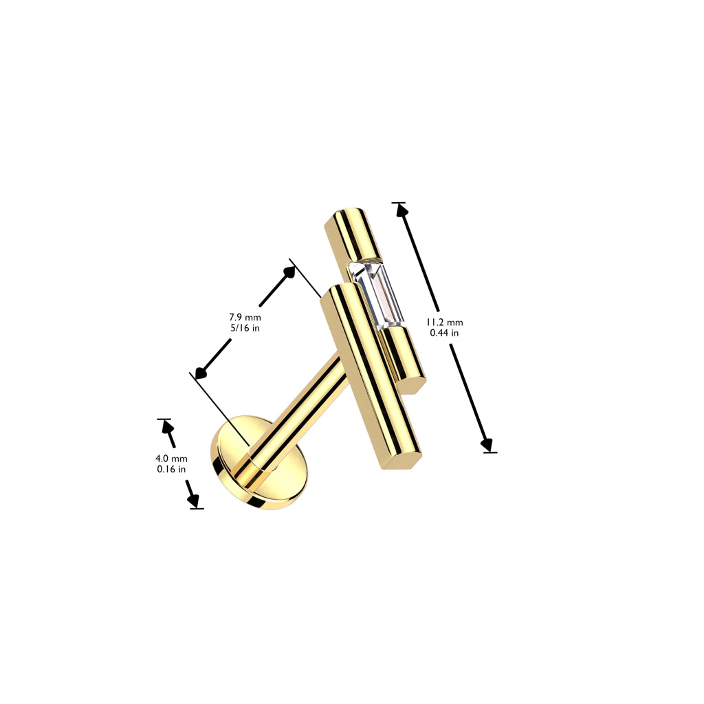 Labret Dubbel Bar Zirconia  Goudkleurig