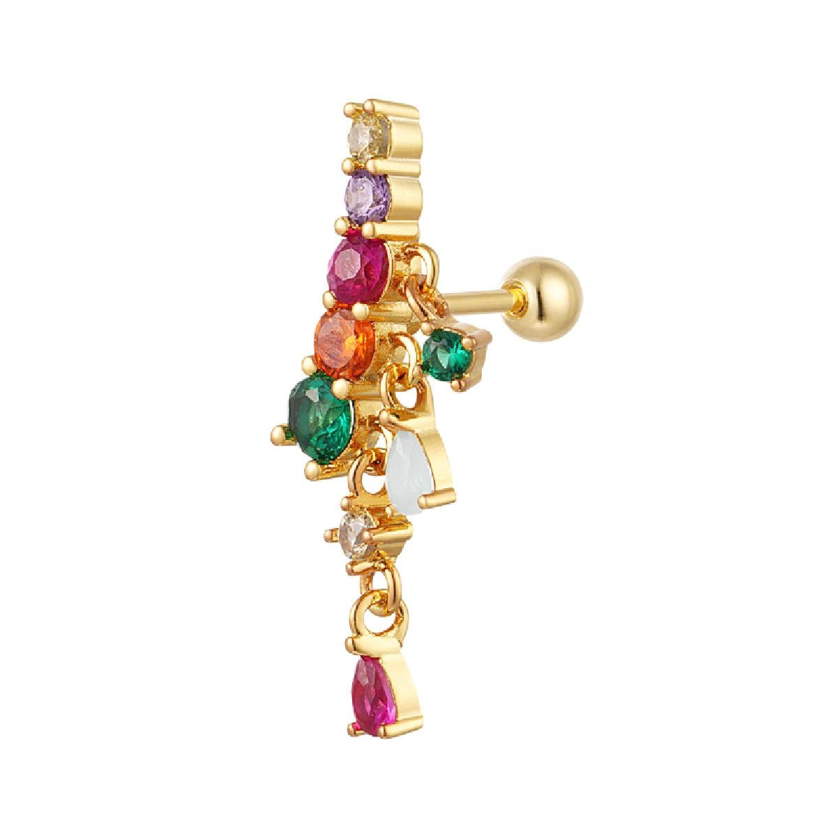 Enkele Oorbel Barbell Sparkle Multi Color