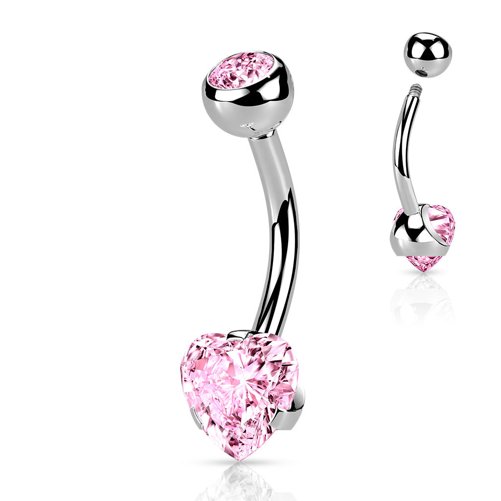 Navelpiercing Zirconia Hartje Roze