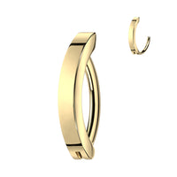 Navelpiercing met kliksluiting in goudkleurig PVD, strak design en chirurgisch staal.