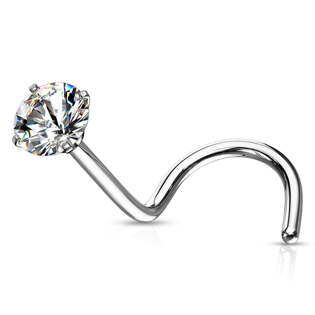 Zilverkleurige neuspiercing met heldere zirconia van chirurgisch staal