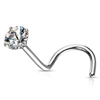 Zilverkleurige neuspiercing met heldere zirconia van chirurgisch staal