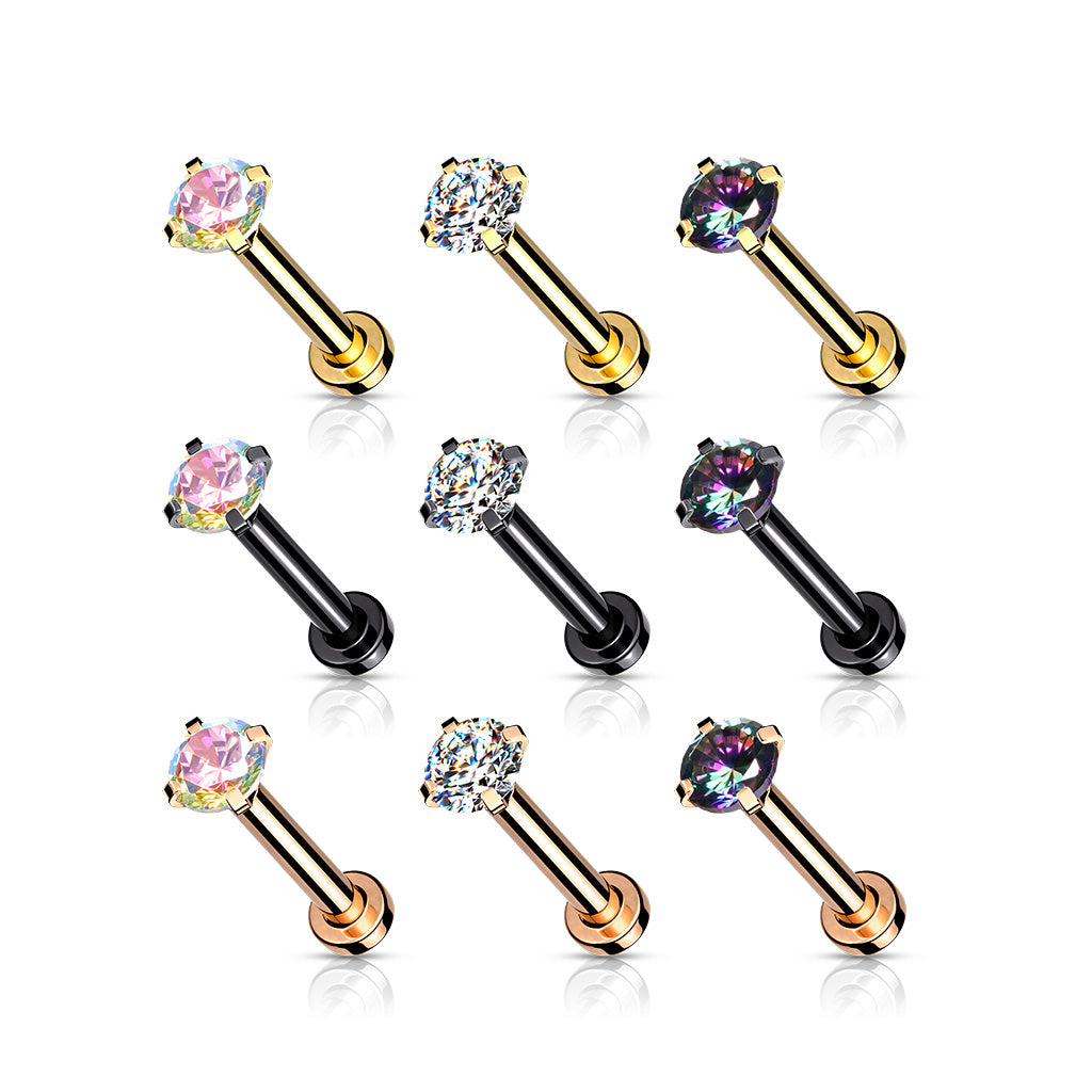 Labret Micro Base Zirconia Aurora Borealis Zwart - Chirurgisch Staal