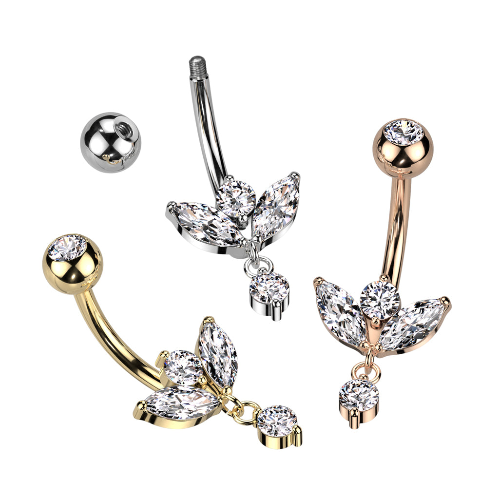 Navelpiercing Marquise Hanger Zilverkleurig– Chirurgisch Staal