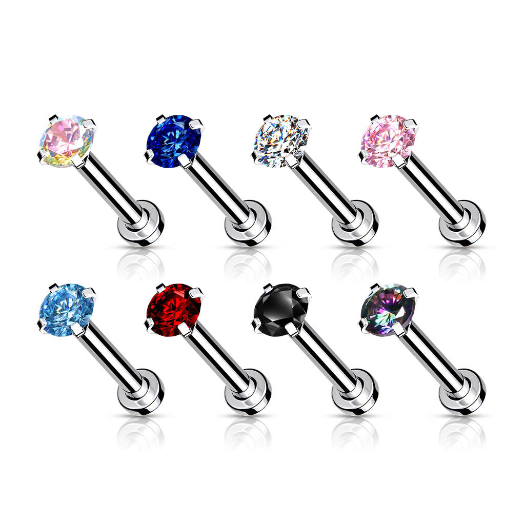 Labret Micro Base Zirconia Clear Zilverkleurig - Chirurgisch Staal
