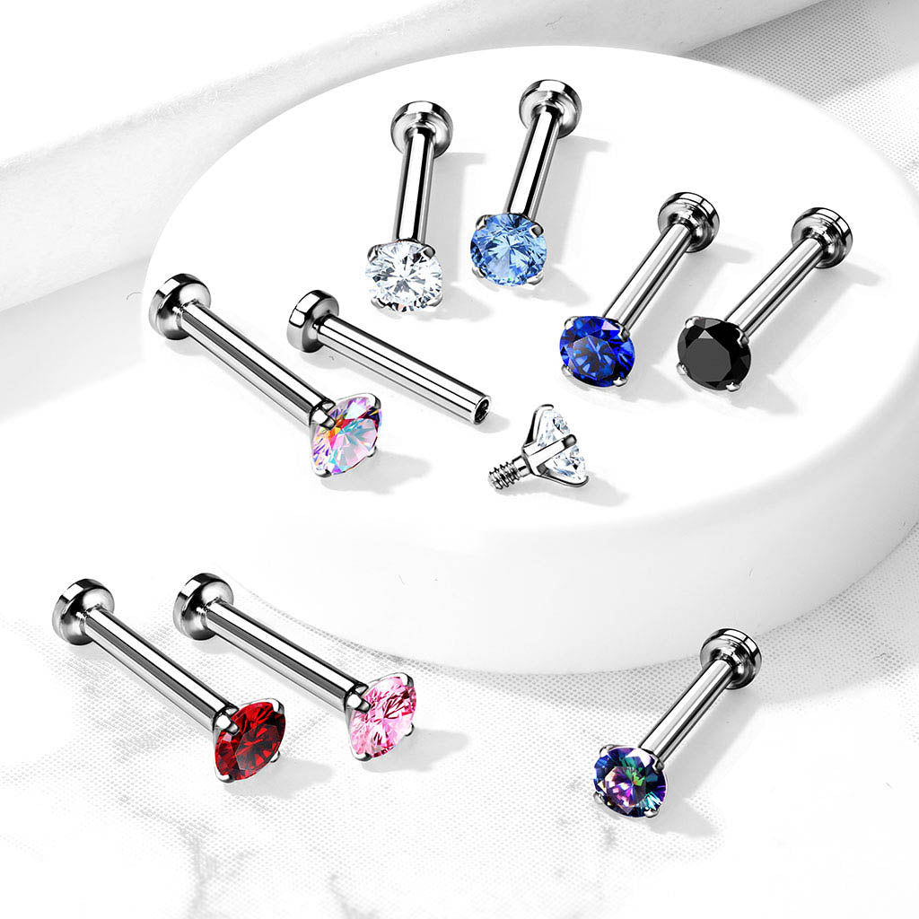 Labret Micro Base Zirconia Clear Zilverkleurig - Chirurgisch Staal
