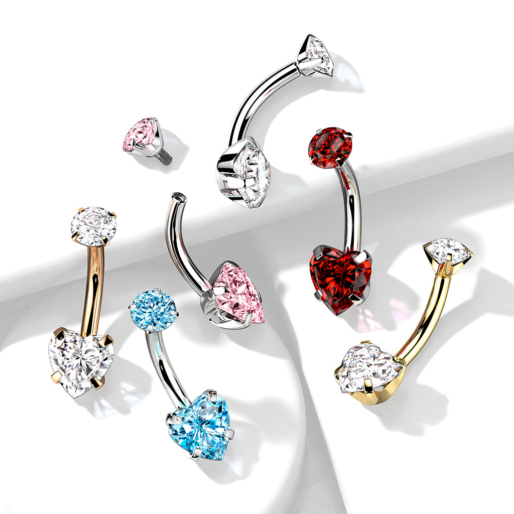 Navelpiercing Heart Shape Zilverkleurig – Titanium
