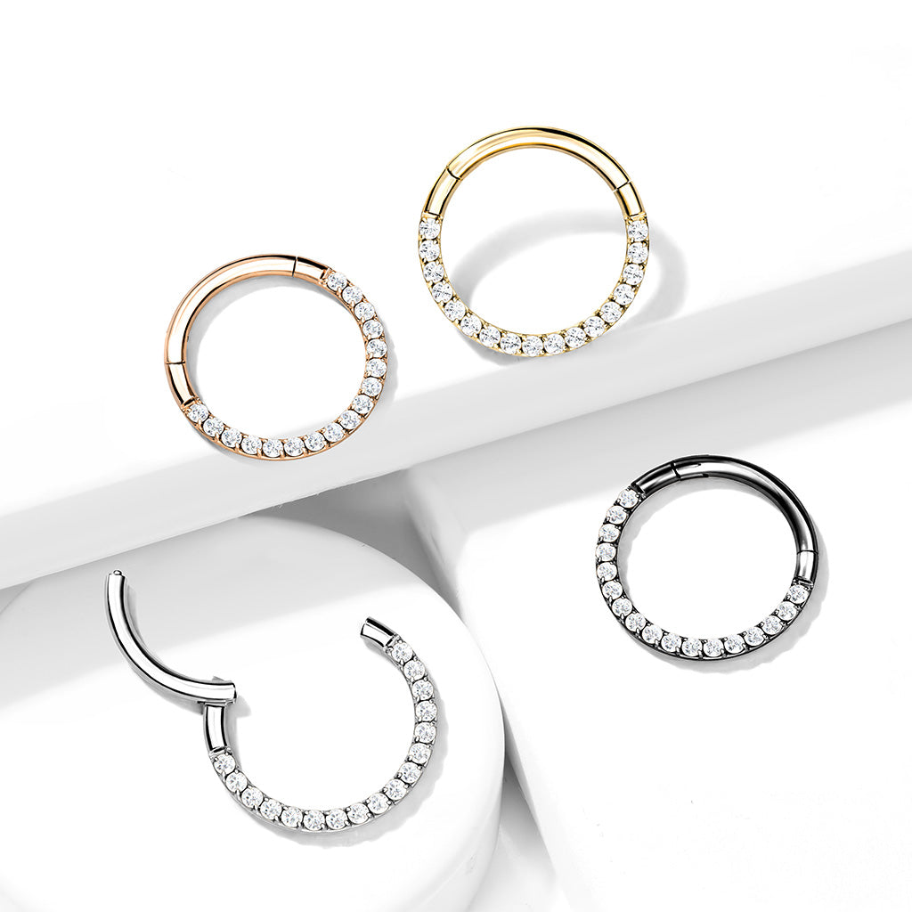 Klikring Voorzijde Zirconia Clicker Zilverkleurig - Titanium