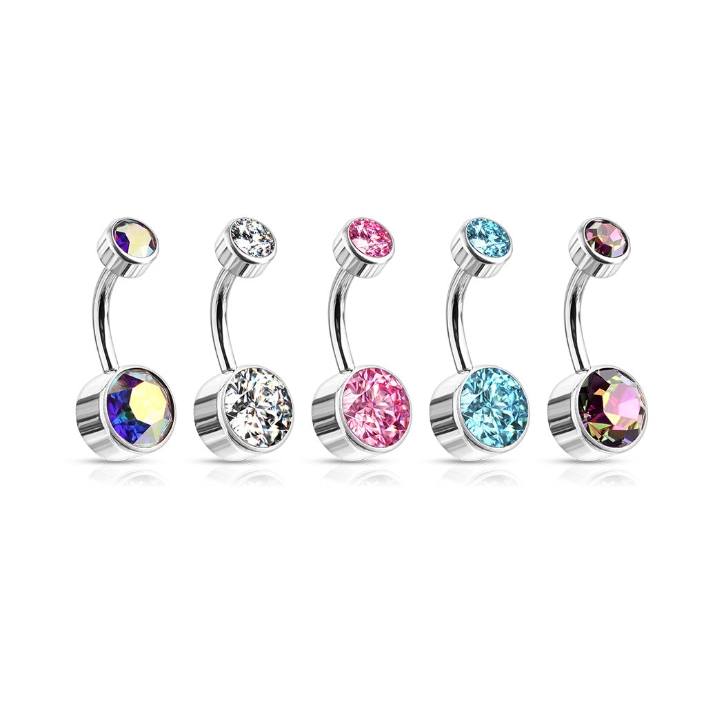 Navelpiercing Zirconia Discs Zilverkleurig – Titanium