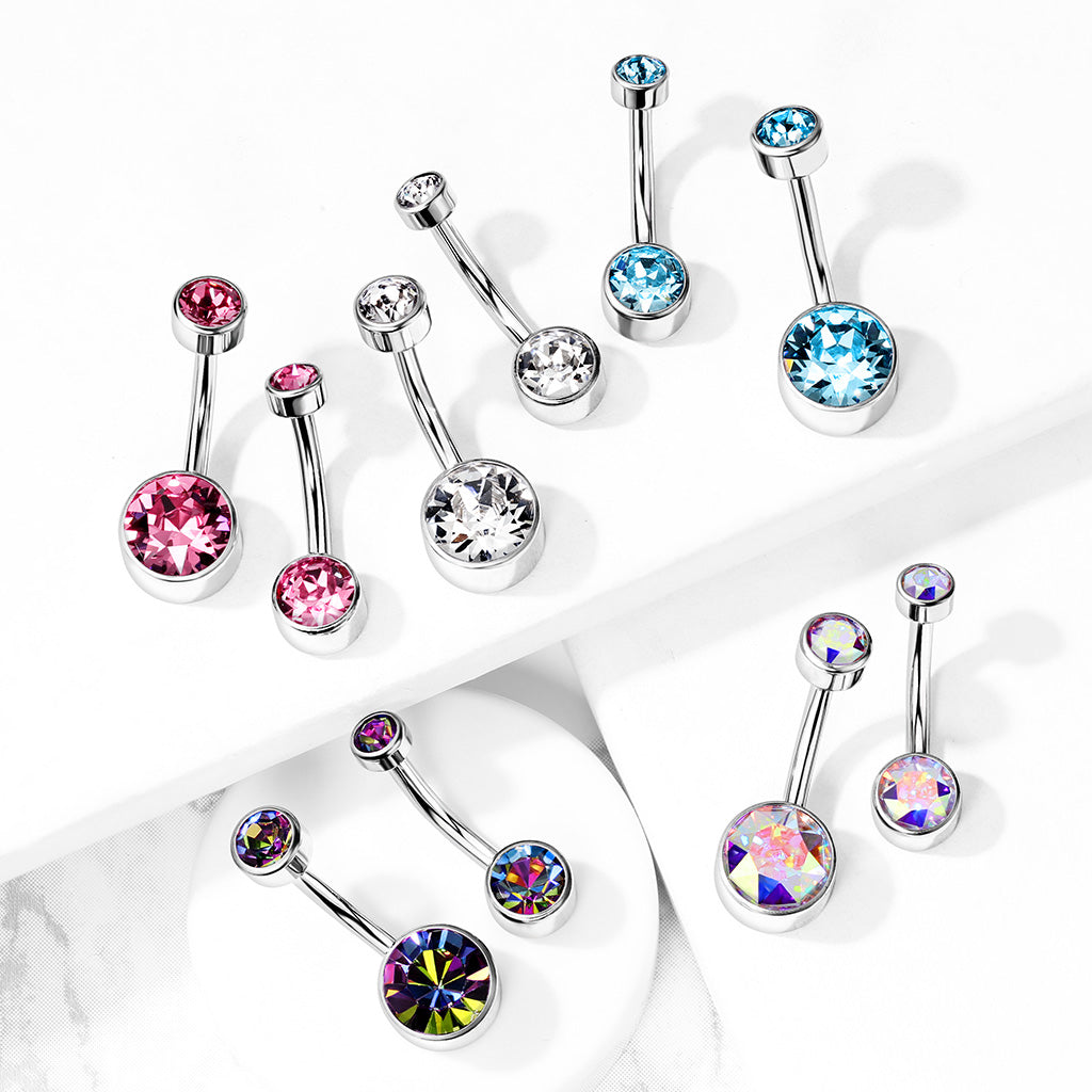 Navelpiercing Zirconia Discs Zilverkleurig – Titanium