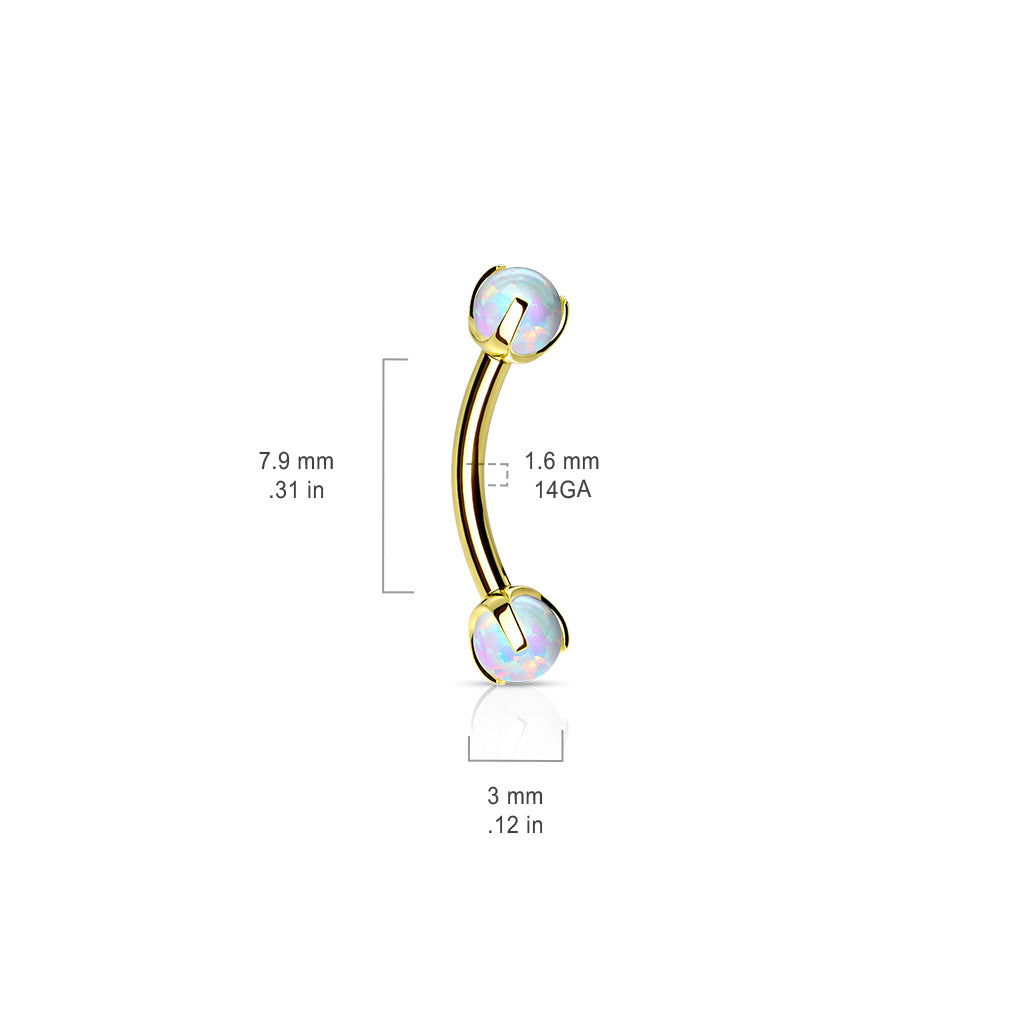 Curved Barbell Opal PVD Goudkleurig - Chirurgisch Staal