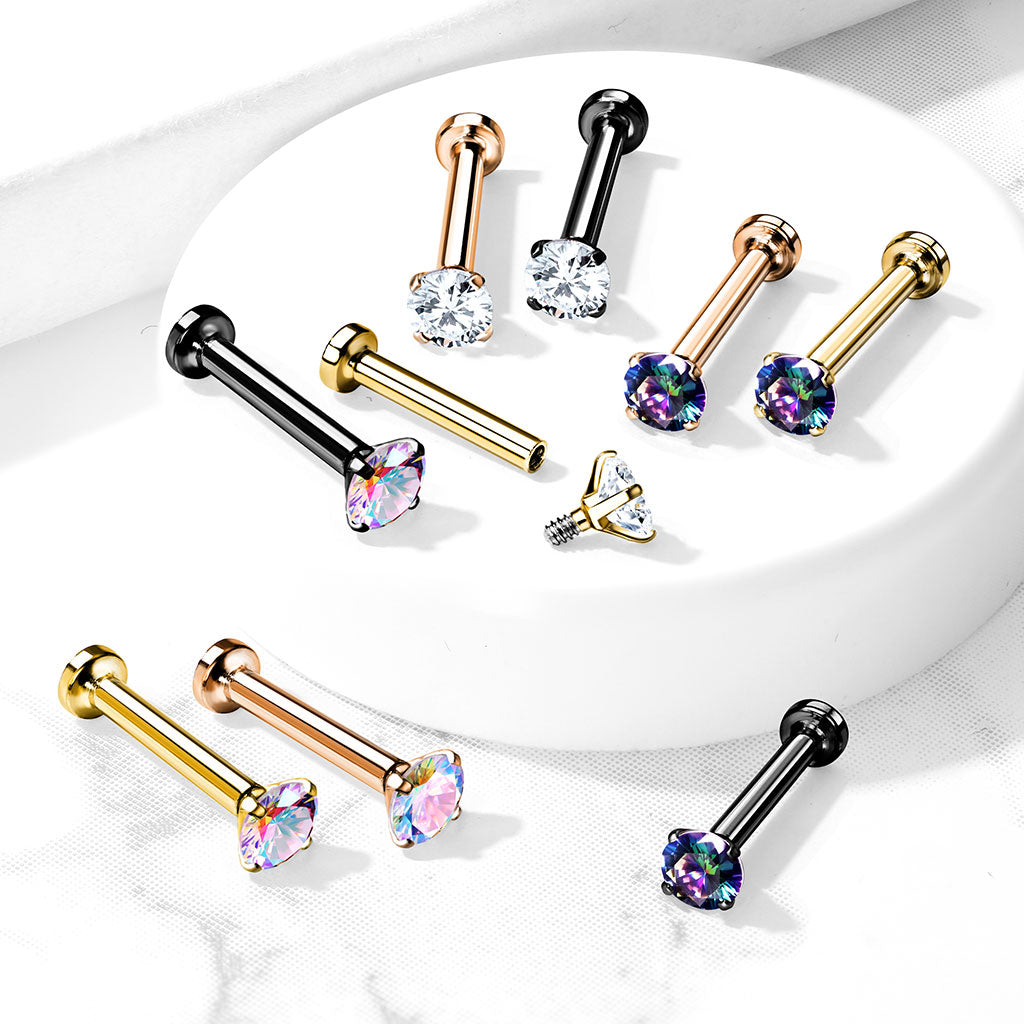Labret Micro Base Zirconia Aurora Borealis Zwart - Chirurgisch Staal