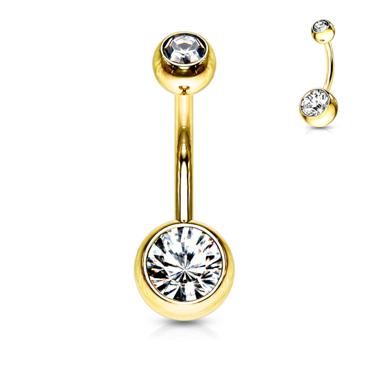 Navelpiercing 14kt Goud Zirconia