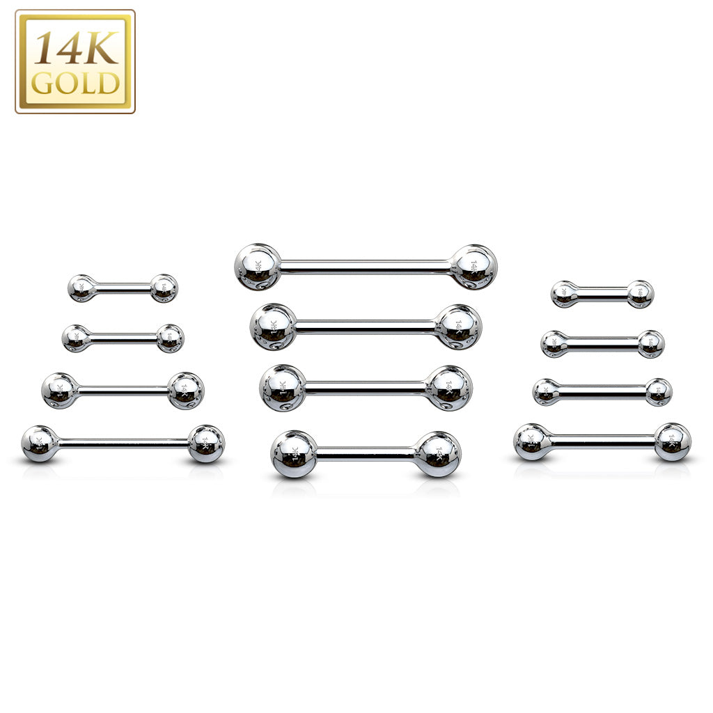 Barbell 14kt Wit Goud 1.6mm