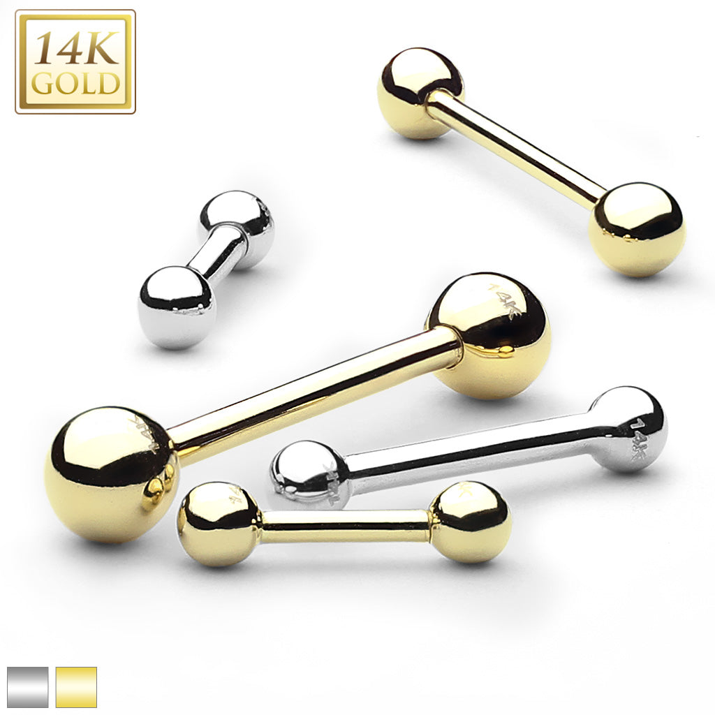 Industrial Barbell 14kt Wit Goud