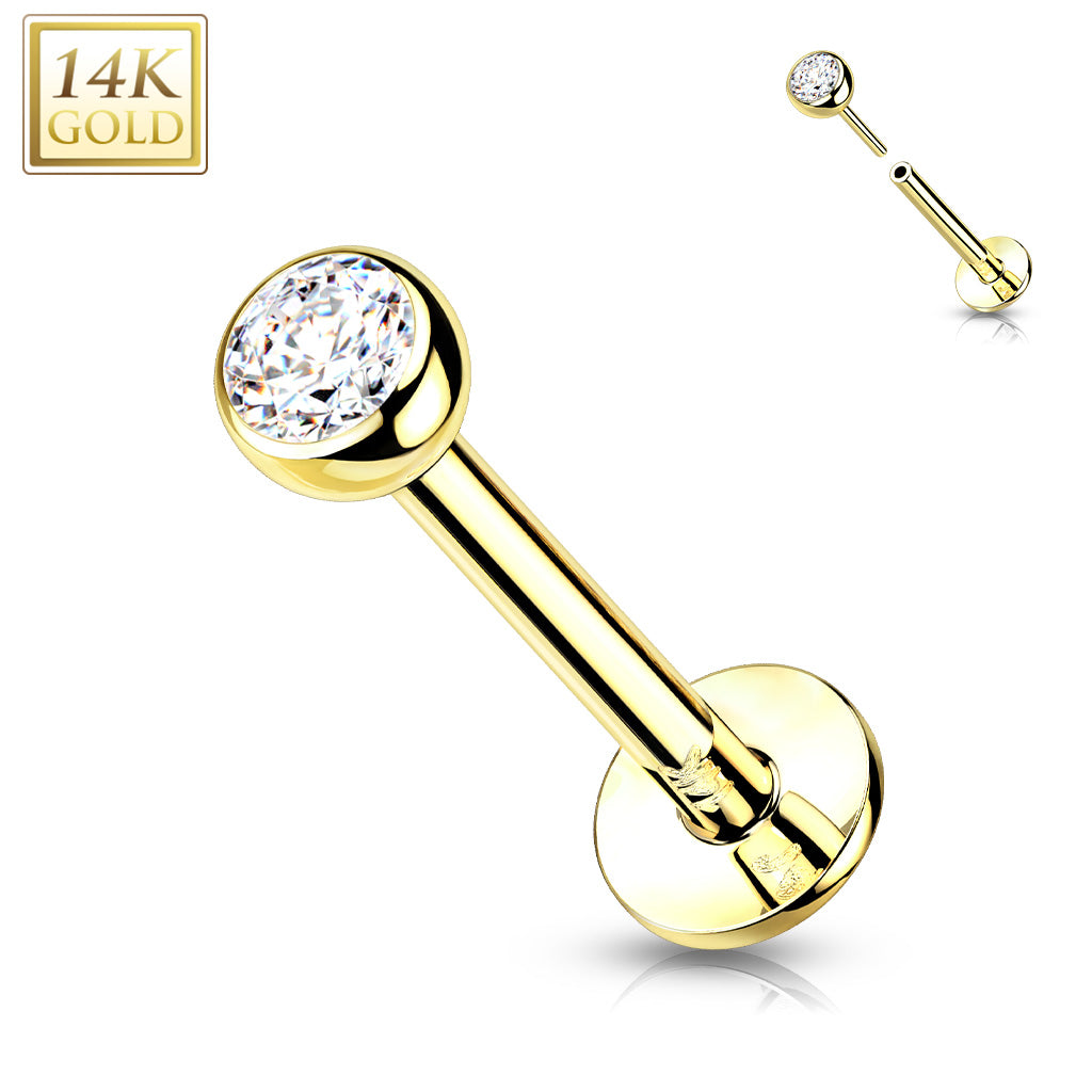 Labret 14kt Goud Met Zirconia