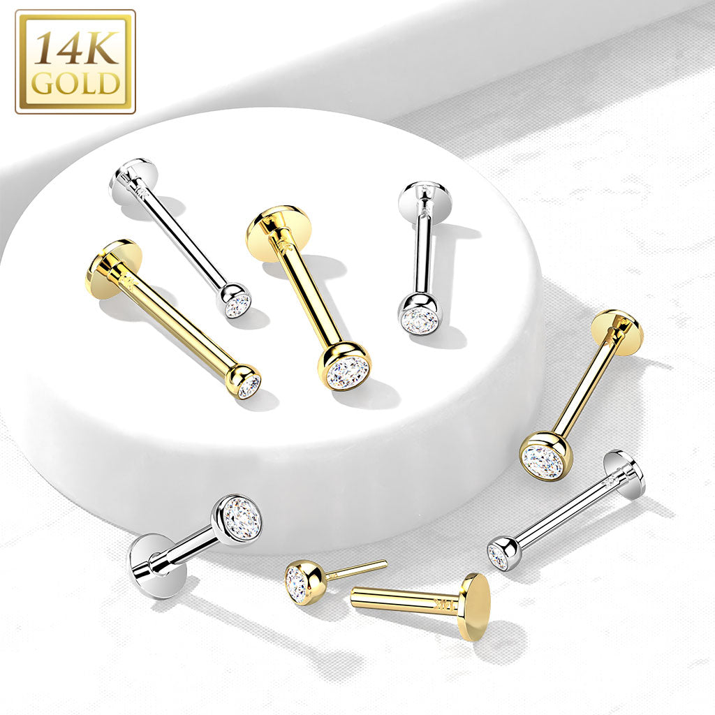 Labret 14kt Wit Goud Met Zirconia