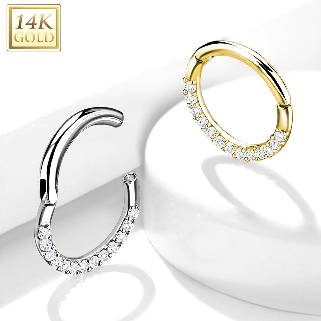 Klikring Zirconia 14kt Wit Goud