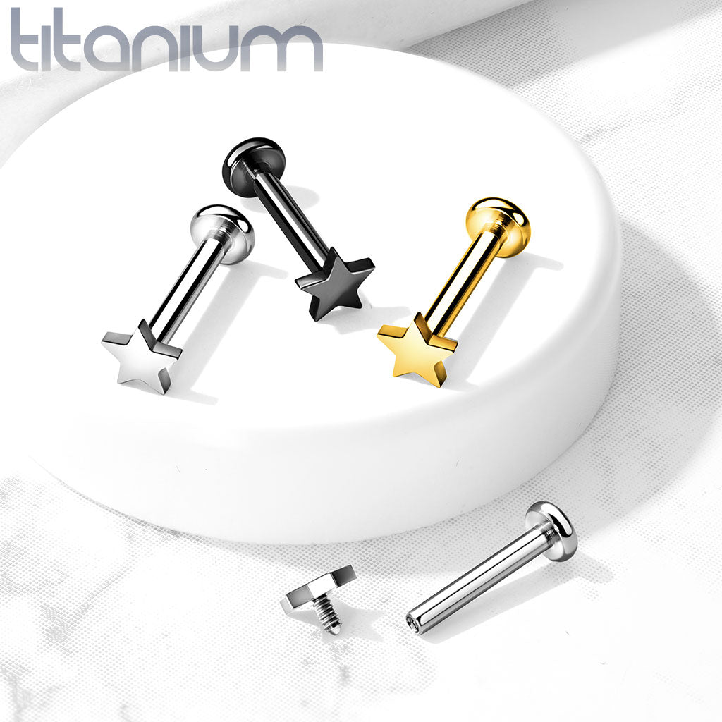 Labret Titanium Goudkleurig Ster