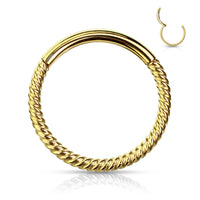 Goudkleurige wire clicker piercing, chirurgisch staal, geschikt voor neus, septum of helix.