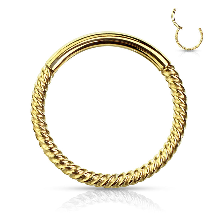 Goudkleurige wire clicker piercing, chirurgisch staal, geschikt voor neus, septum of helix.